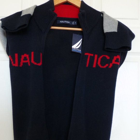 NAUTICA Men’s Knit Sweater Multicolor Long Sleeves Zip Size S - Picture 3 of 3